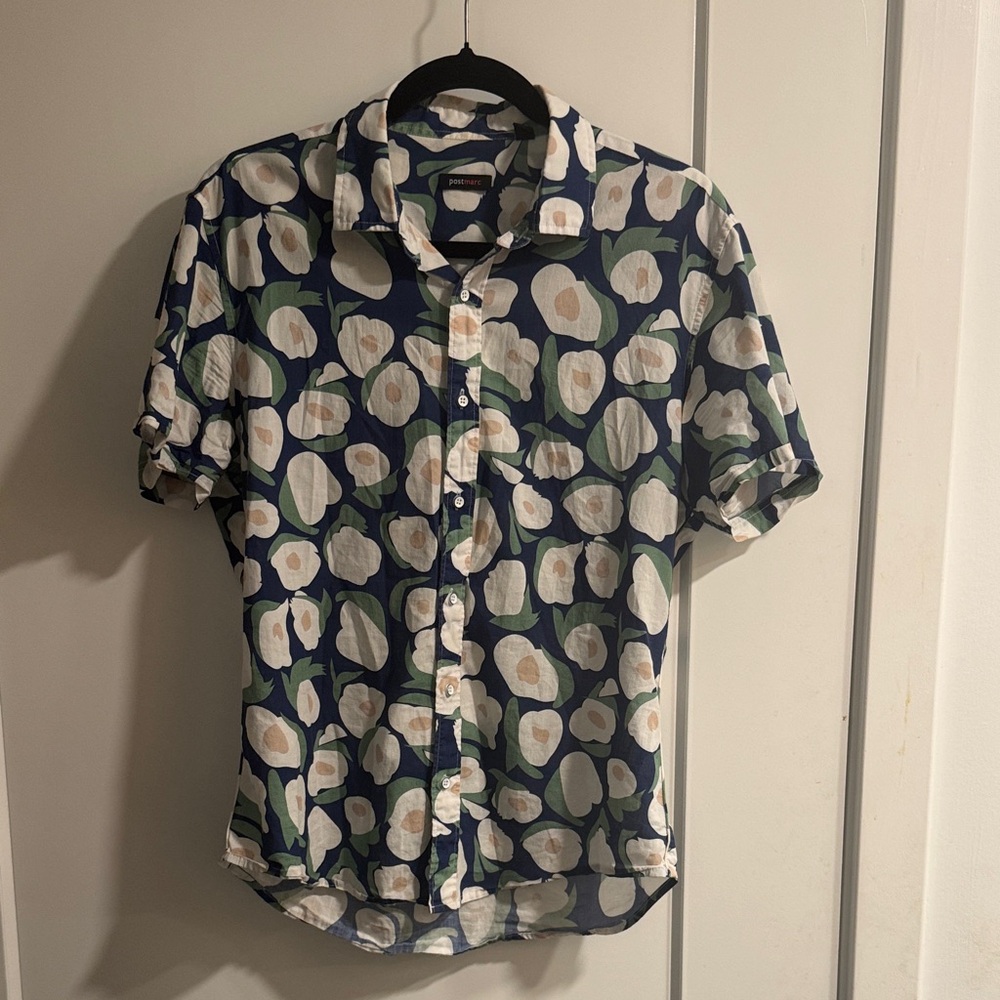 Floral Slim-Fit Shortsleeved Button-Down Men's Shirt